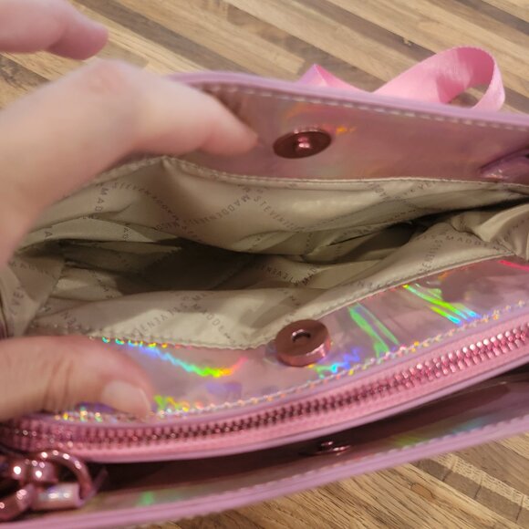 Steve Madden Blima Viral Pink Holographic Iridescent Crossbody Bag & Coin Pouch - Picture 12 of 16